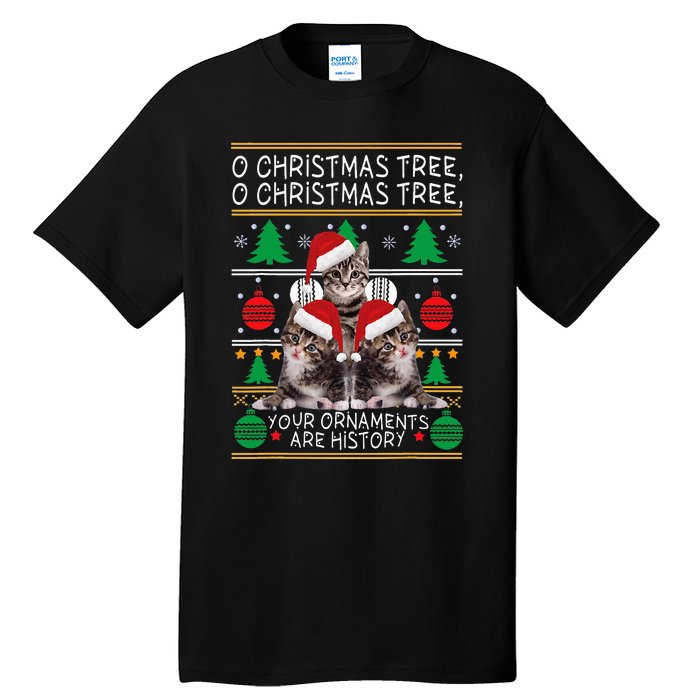 Cats Christmas Funny Ornaments Pajama Family Gift Tall T-Shirt