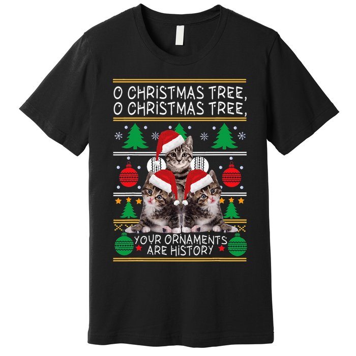 Cats Christmas Funny Ornaments Pajama Family Gift Premium T-Shirt