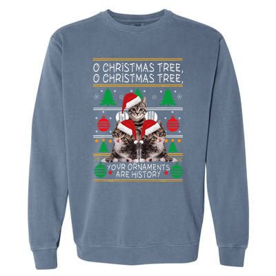 Cats Christmas Funny Ornaments Pajama Family Gift Garment-Dyed Sweatshirt