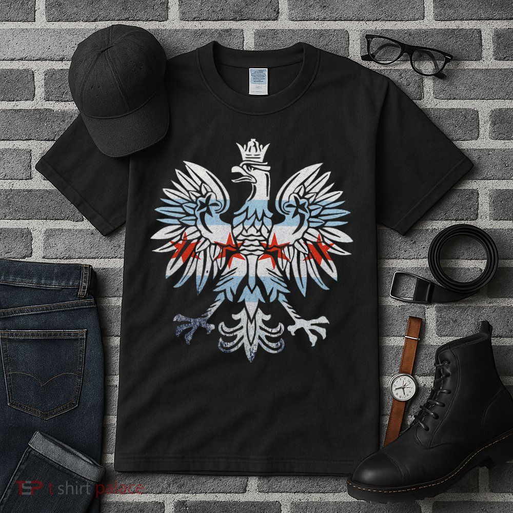 Cool Chicago Flag Polish Eagle Funny Illinois Emblem Tall T-Shirt