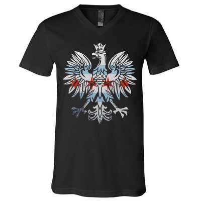 Cool Chicago Flag Polish Eagle Funny Illinois Emblem V-Neck T-Shirt