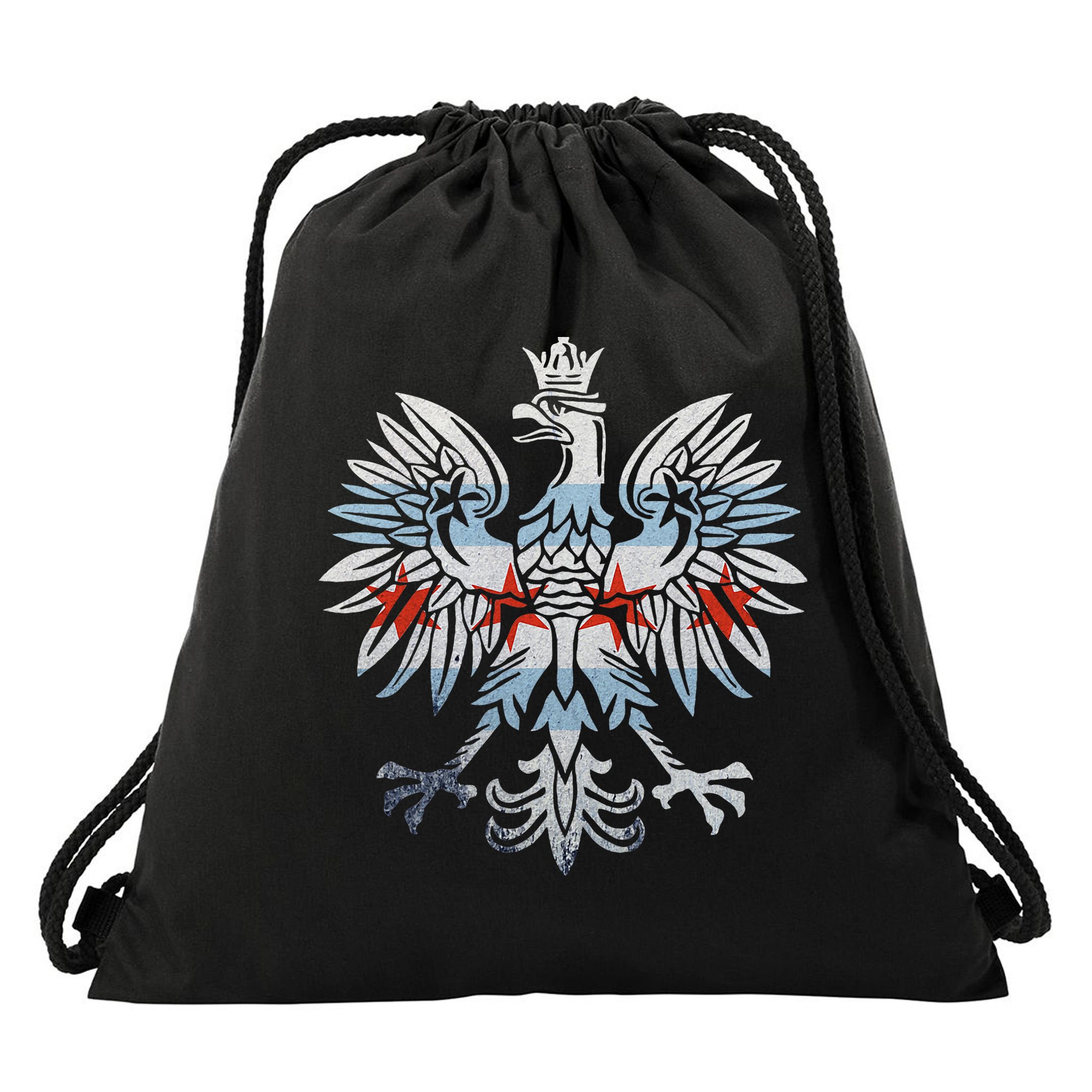 Cool Chicago Flag Polish Eagle Funny Illinois Emblem Drawstring Bag