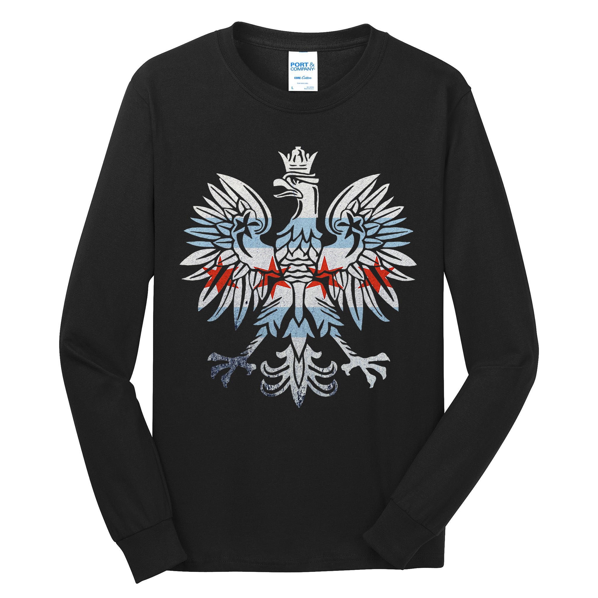 Cool Chicago Flag Polish Eagle Funny Illinois Emblem Tall Long Sleeve T-Shirt