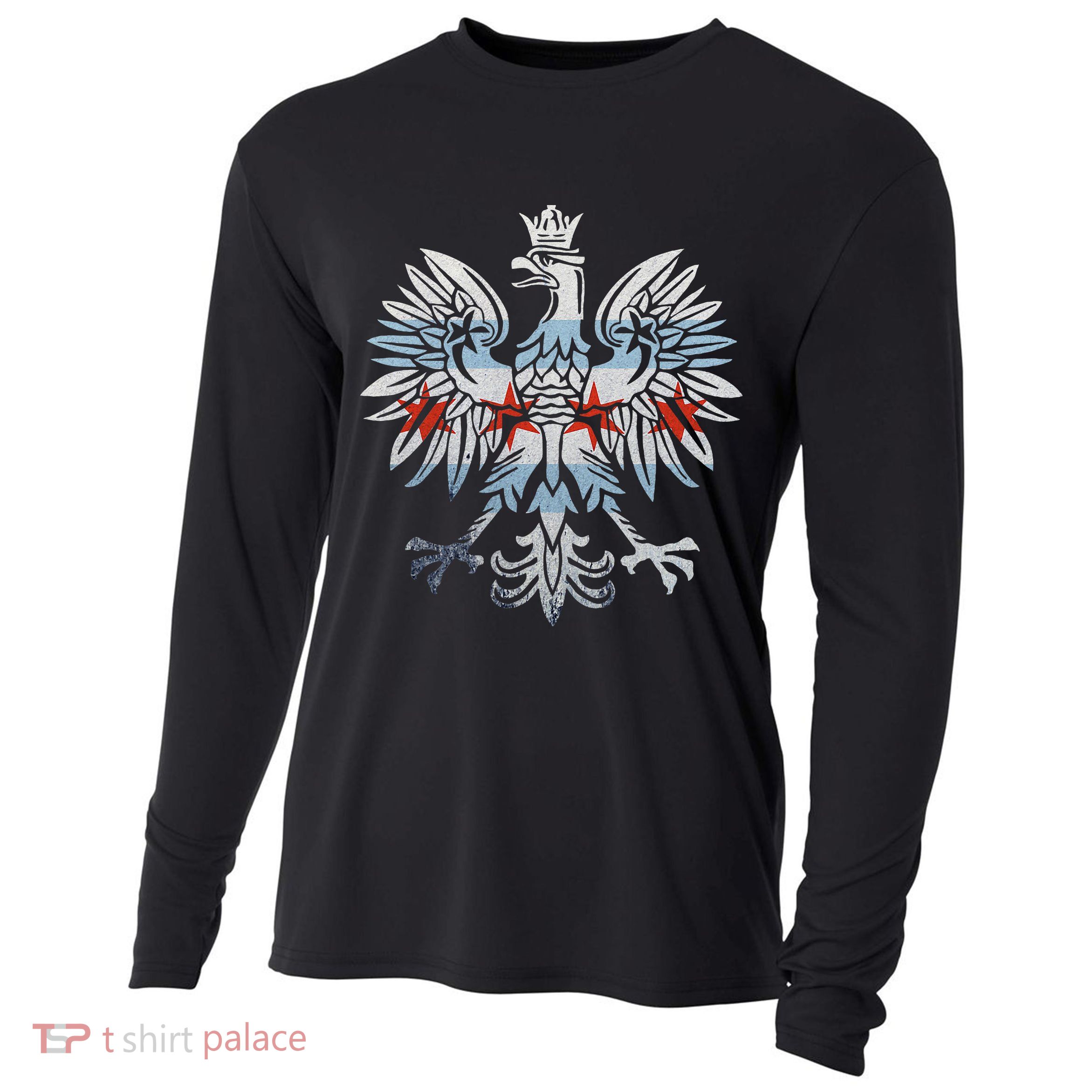 Cool Chicago Flag Polish Eagle Funny Illinois Emblem Cooling Performance Long Sleeve Crew