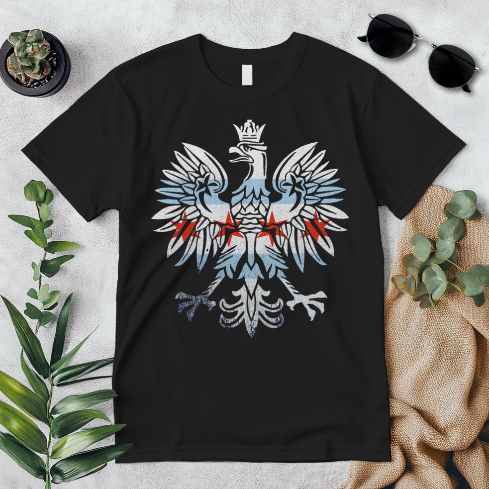Cool Chicago Flag Polish Eagle Funny Illinois Emblem Premium T-Shirt