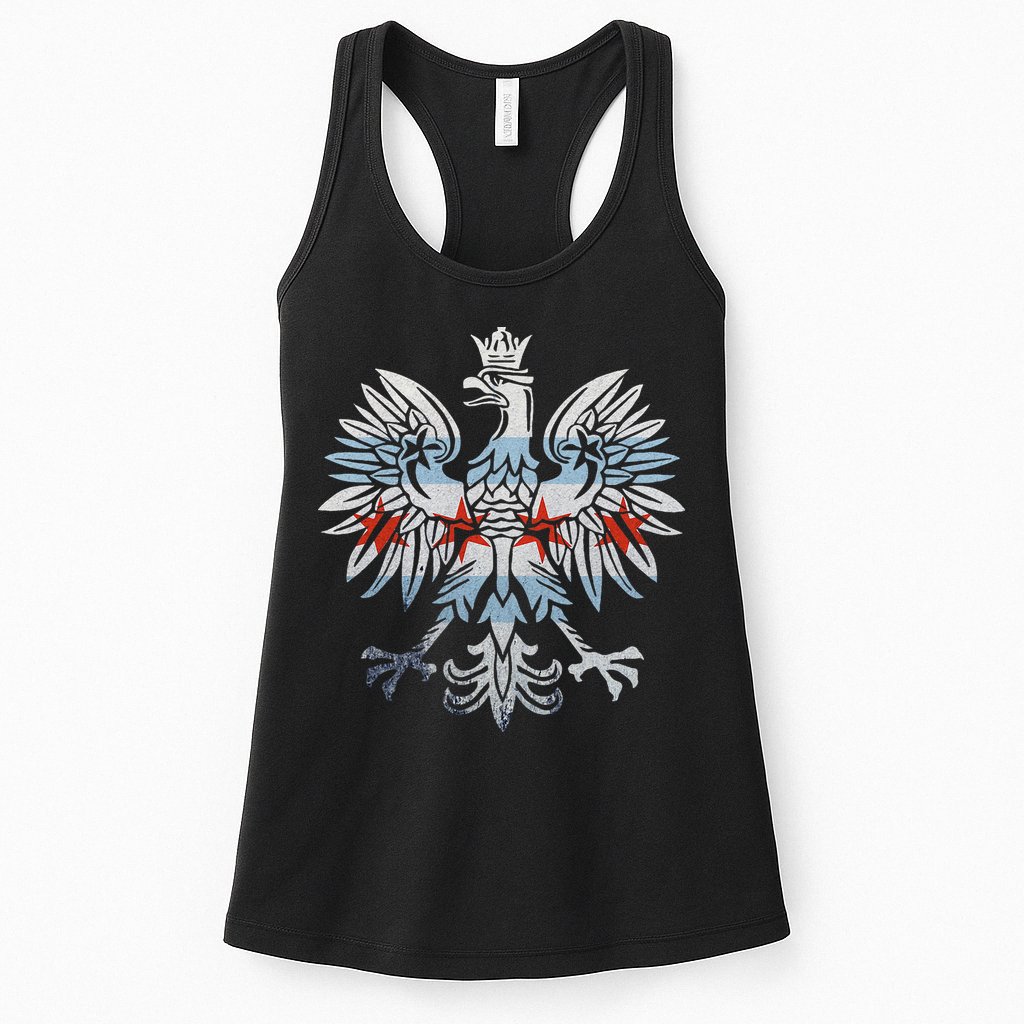 Cool Chicago Flag Polish Eagle Funny Illinois Emblem Womens Tank Top