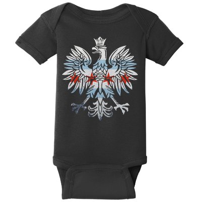 Cool Chicago Flag Polish Eagle Funny Illinois Emblem Baby Bodysuit