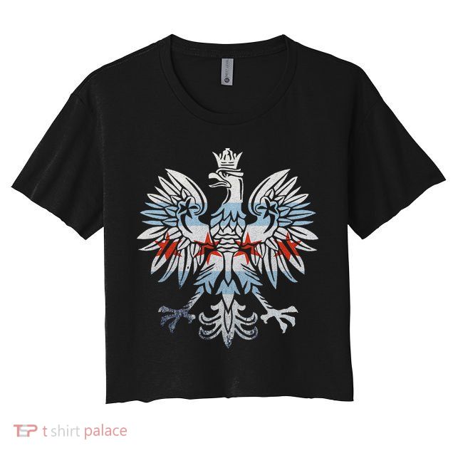 Cool Chicago Flag Polish Eagle Funny Illinois Emblem Crop Top