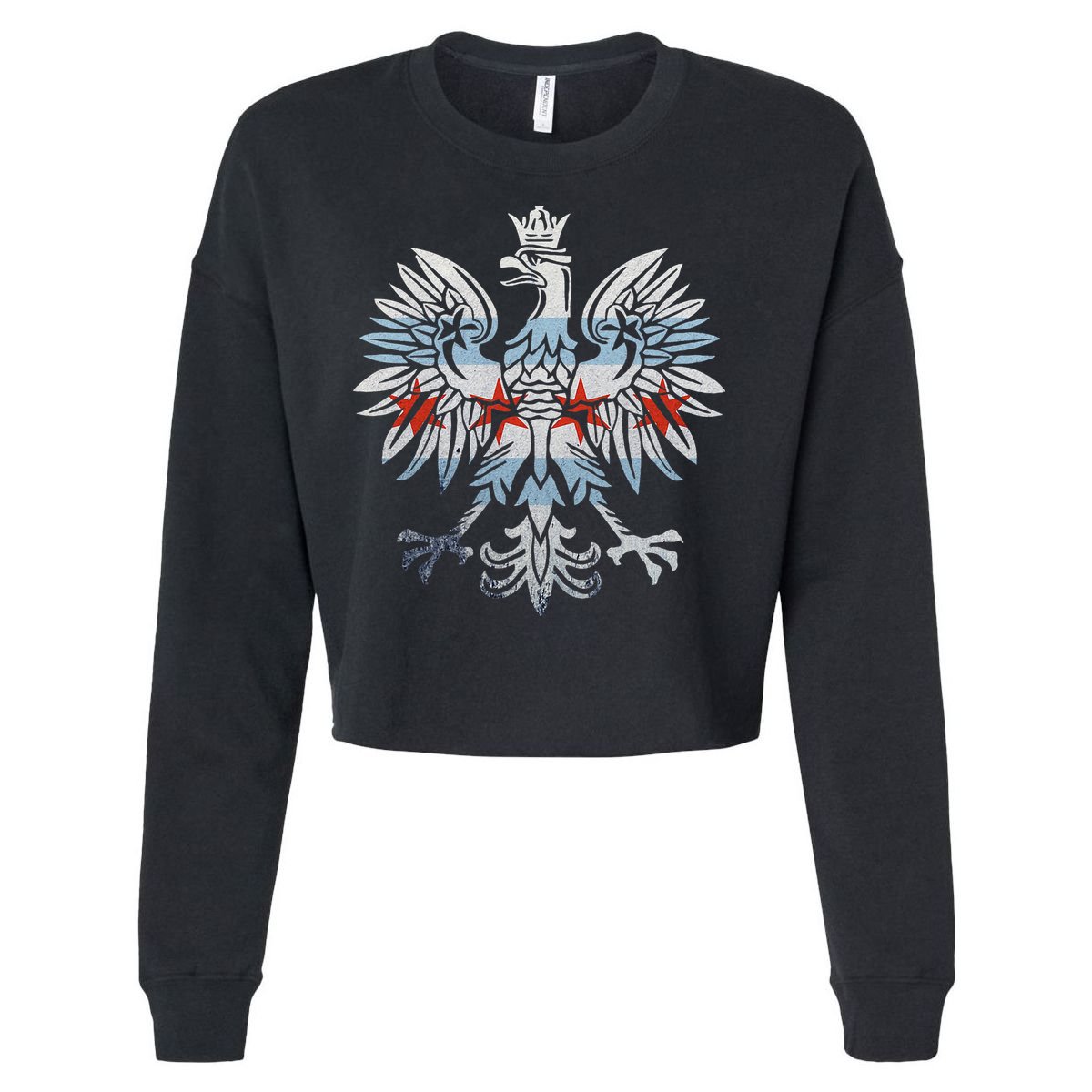 Cool Chicago Flag Polish Eagle Funny Illinois Emblem Cropped Pullover Crew