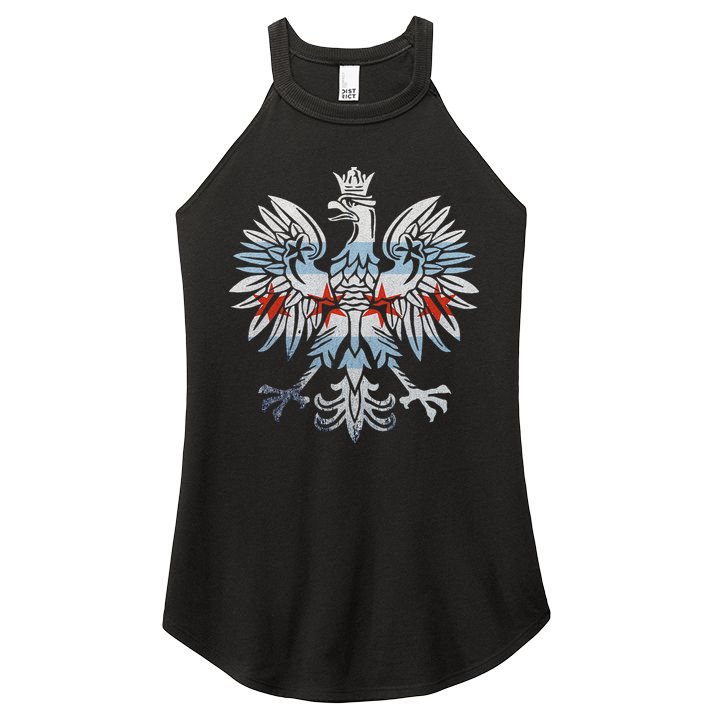 Cool Chicago Flag Polish Eagle Funny Illinois Emblem Women's Perfect Tri Rocker Tank