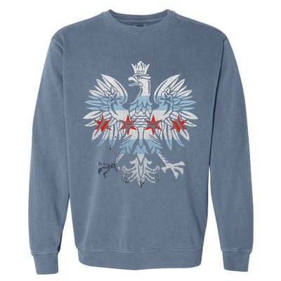 Cool Chicago Flag Polish Eagle Funny Illinois Emblem Garment-Dyed Sweatshirt