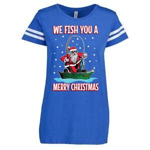 Christmas Costume Fisherman Fishing Funny Cool Santa Claus Enza Ladies Jersey Football T-Shirt