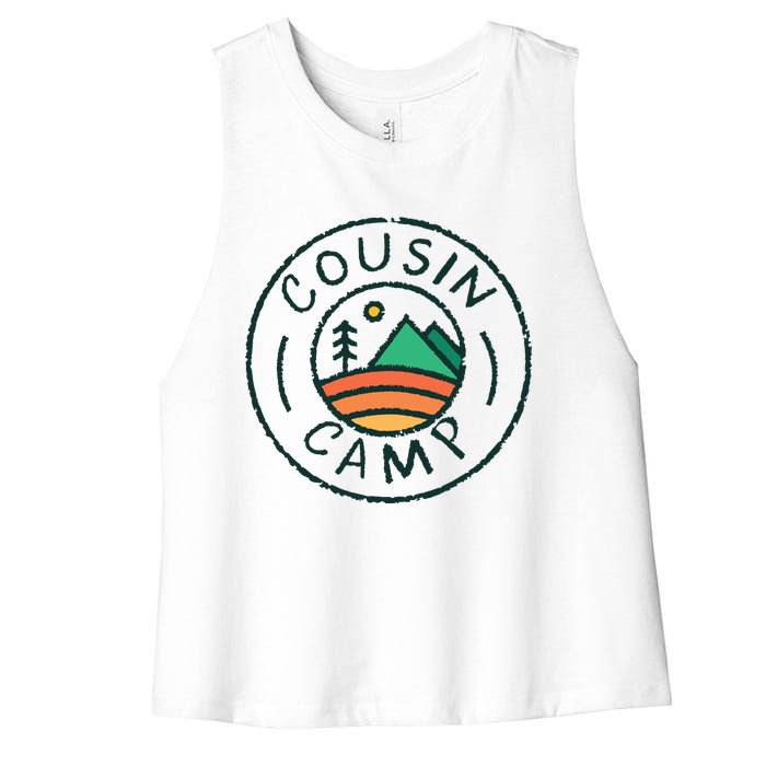 Cousin Camp Friends Summer Travel Family Camping Vacation Women's Racerback Cropped Tank