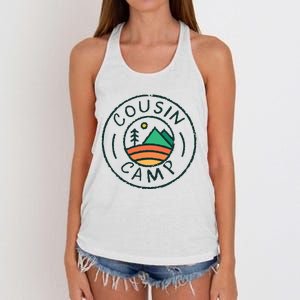 Cousin Camp Friends Summer Travel Family Camping Vacation Women's Knotted Racerback Tank