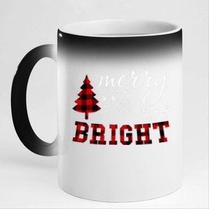 Christmas Cute For Red Plaid Merry And Bright Letter Hoodie 11oz Black Color Changing Mug