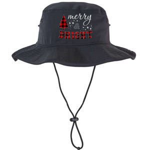 Christmas Cute For Red Plaid Merry And Bright Letter Hoodie Legacy Cool Fit Booney Bucket Hat