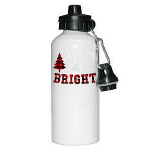 Christmas Cute For Red Plaid Merry And Bright Letter Hoodie Aluminum Water Bottle