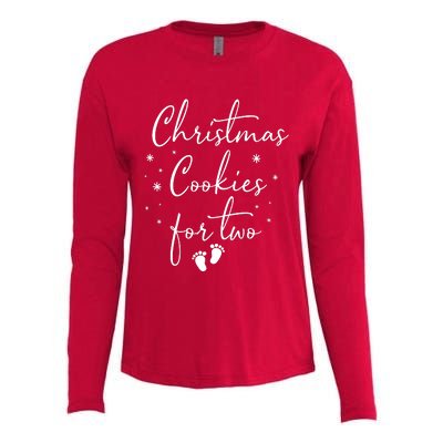 Christmas Cookies For Two Christmas Pregnancy Announcement Womens Cotton Relaxed Long Sleeve T-Shirt