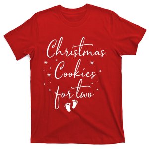 Christmas Cookies For Two Christmas Pregnancy Announcement T-Shirt