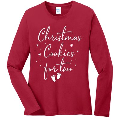 Christmas Cookies For Two Christmas Pregnancy Announcement Ladies Long Sleeve Shirt