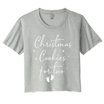 Christmas Cookies For Two Christmas Pregnancy Announcement Women's Crop Top Tee