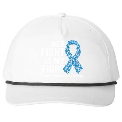 Colon Cancer Gift Her Fight Is My Fight Colorectal Awareness Gift Snapback Five-Panel Rope Hat