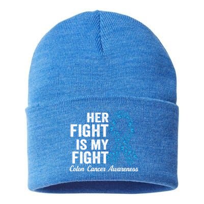 Colon Cancer Gift Her Fight Is My Fight Colorectal Awareness Gift Sustainable Knit Beanie