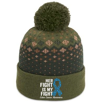 Colon Cancer Gift Her Fight Is My Fight Colorectal Awareness Gift The Baniff Cuffed Pom Beanie