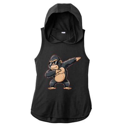 Cool Cartoon Gorilla Dabbing Funny Ladies PosiCharge Tri-Blend Wicking Draft Hoodie Tank