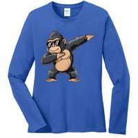 Cool Cartoon Gorilla Dabbing Funny Ladies Long Sleeve Shirt