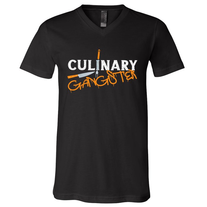 Cooking Cook Gangster Kitchen Chef Culinary Gangster V-Neck T-Shirt