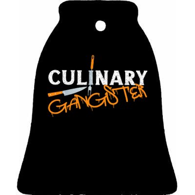 Cooking Cook Gangster Kitchen Chef Culinary Gangster Ceramic Bell Ornament