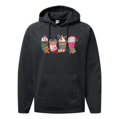 Coffee Christmas Gingerbread Pink Wo Latte Cozy Winter Performance Fleece Hoodie