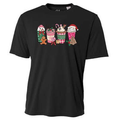 Coffee Christmas Gingerbread Pink Wo Latte Cozy Winter Cooling Performance Crew T-Shirt