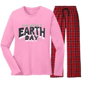 Climate Change Global Warming Everyday Is Earth Day Cool Gift Women's Long Sleeve Flannel Pajama Set 