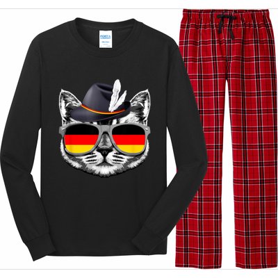 Cute Cat German Flag Oktoberfest Pride Germany Festival Long Sleeve Pajama Set