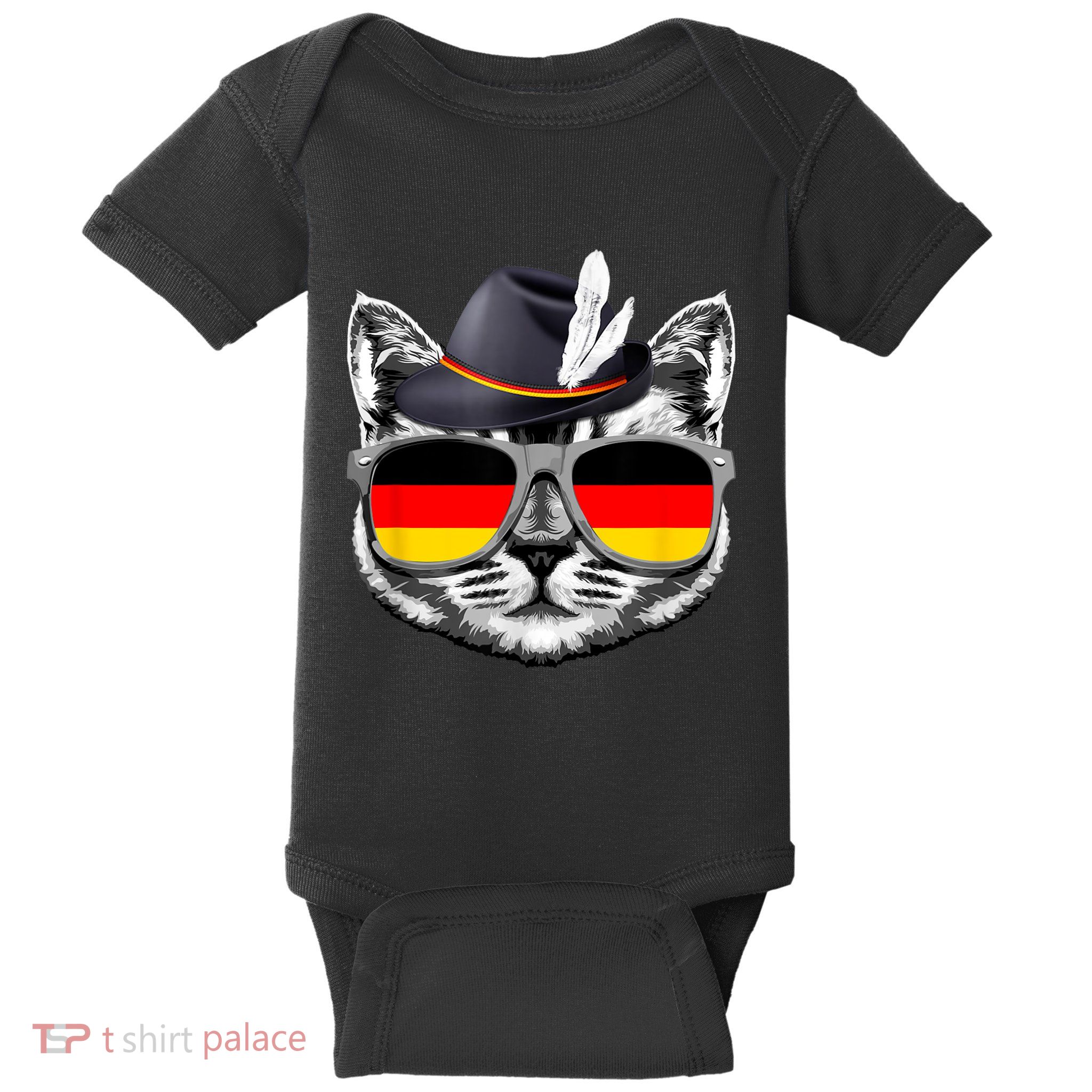 Cute Cat German Flag Oktoberfest Pride Germany Festival Baby Bodysuit
