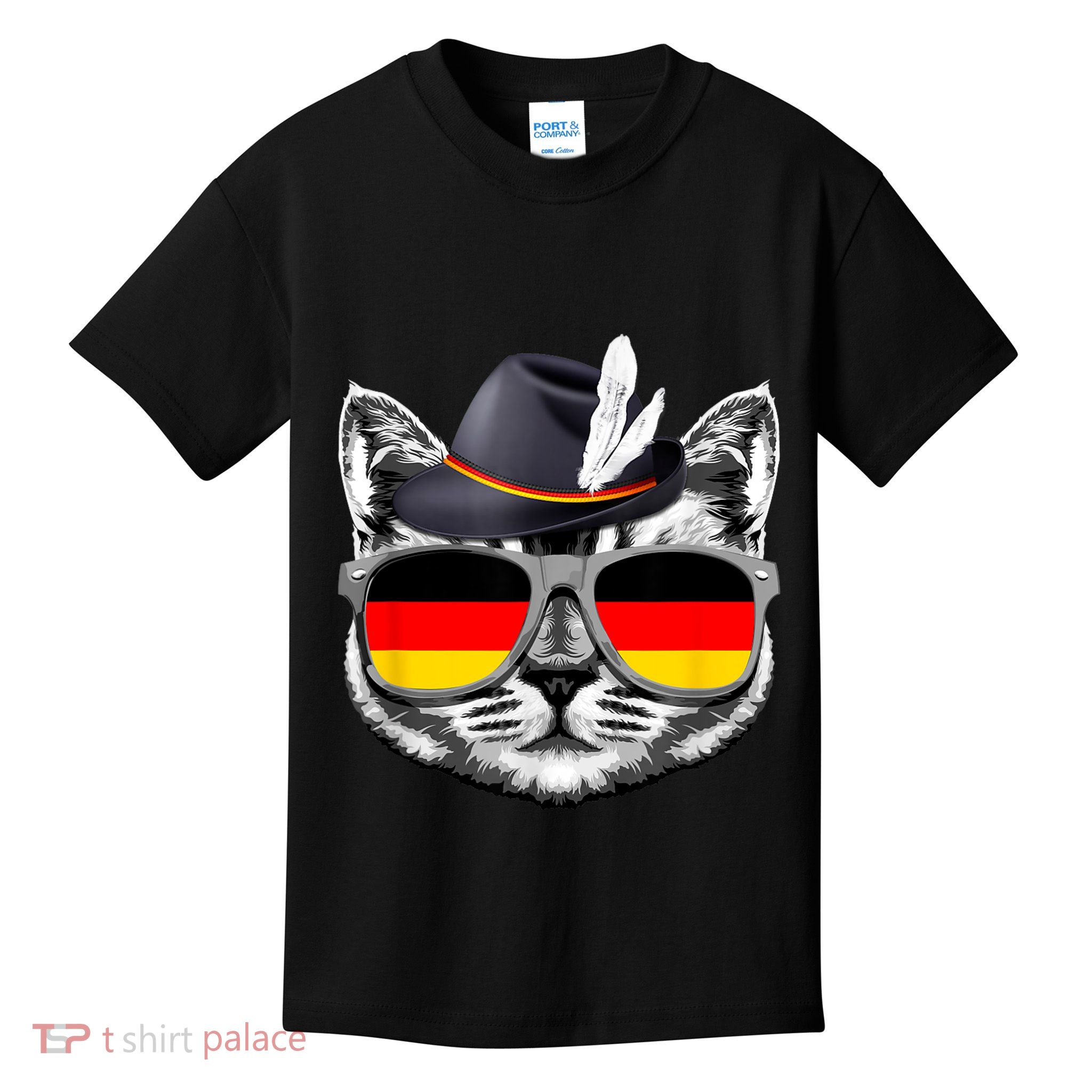 Cute Cat German Flag Oktoberfest Pride Germany Festival Kids T-Shirt
