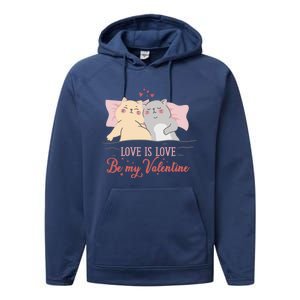 Cat Couple Gift Love Is Love Gift Valentine's Day Meaningful Gift Performance Fleece Hoodie