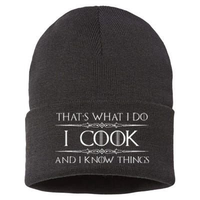 Chef & Cook Gifts I Cook & I Know Things Funny Cooking Sustainable Knit Beanie