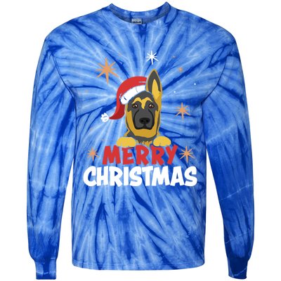 Cute Christmas Ger Shepherd Santa Dog Lovers Merry Xmas Gift Tie-Dye Long Sleeve Shirt