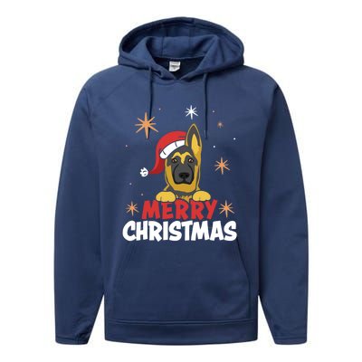 Cute Christmas Ger Shepherd Santa Dog Lovers Merry Xmas Gift Performance Fleece Hoodie