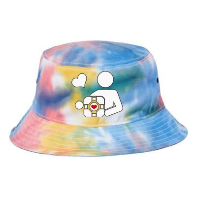 Companion Cube Gaming Portal Nerd Gamer Tie Dye Newport Bucket Hat