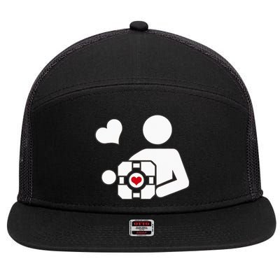 Companion Cube Gaming Portal Nerd Gamer 7 Panel Mesh Trucker Snapback Hat