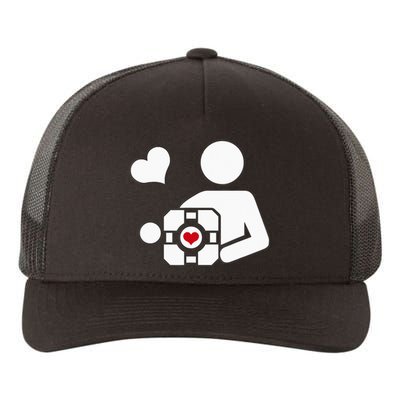 Companion Cube Gaming Portal Nerd Gamer Yupoong Adult 5-Panel Trucker Hat