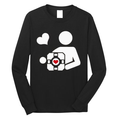 Companion Cube Gaming Portal Nerd Gamer Long Sleeve Shirt