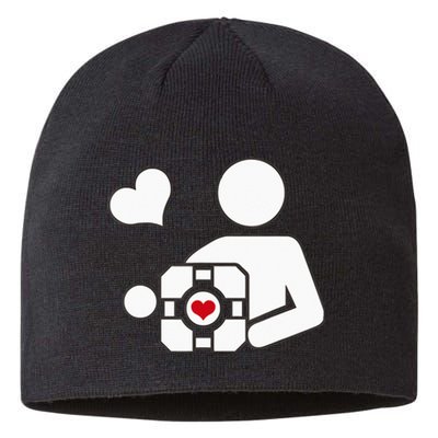 Companion Cube Gaming Portal Nerd Gamer Sustainable Beanie