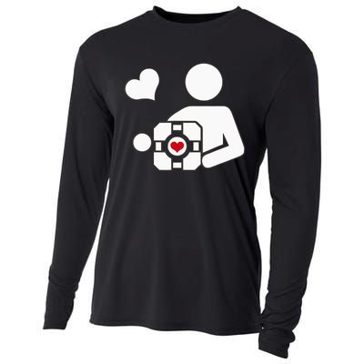 Companion Cube Gaming Portal Nerd Gamer Cooling Performance Long Sleeve Crew