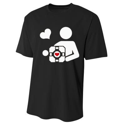 Companion Cube Gaming Portal Nerd Gamer Performance Sprint T-Shirt