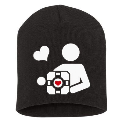 Companion Cube Gaming Portal Nerd Gamer Short Acrylic Beanie